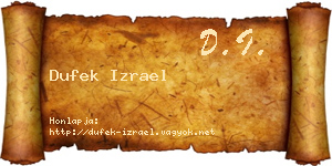 Dufek Izrael névjegykártya